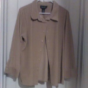 Denim & Co. 1X Camel Corduroy Shirt with snaps